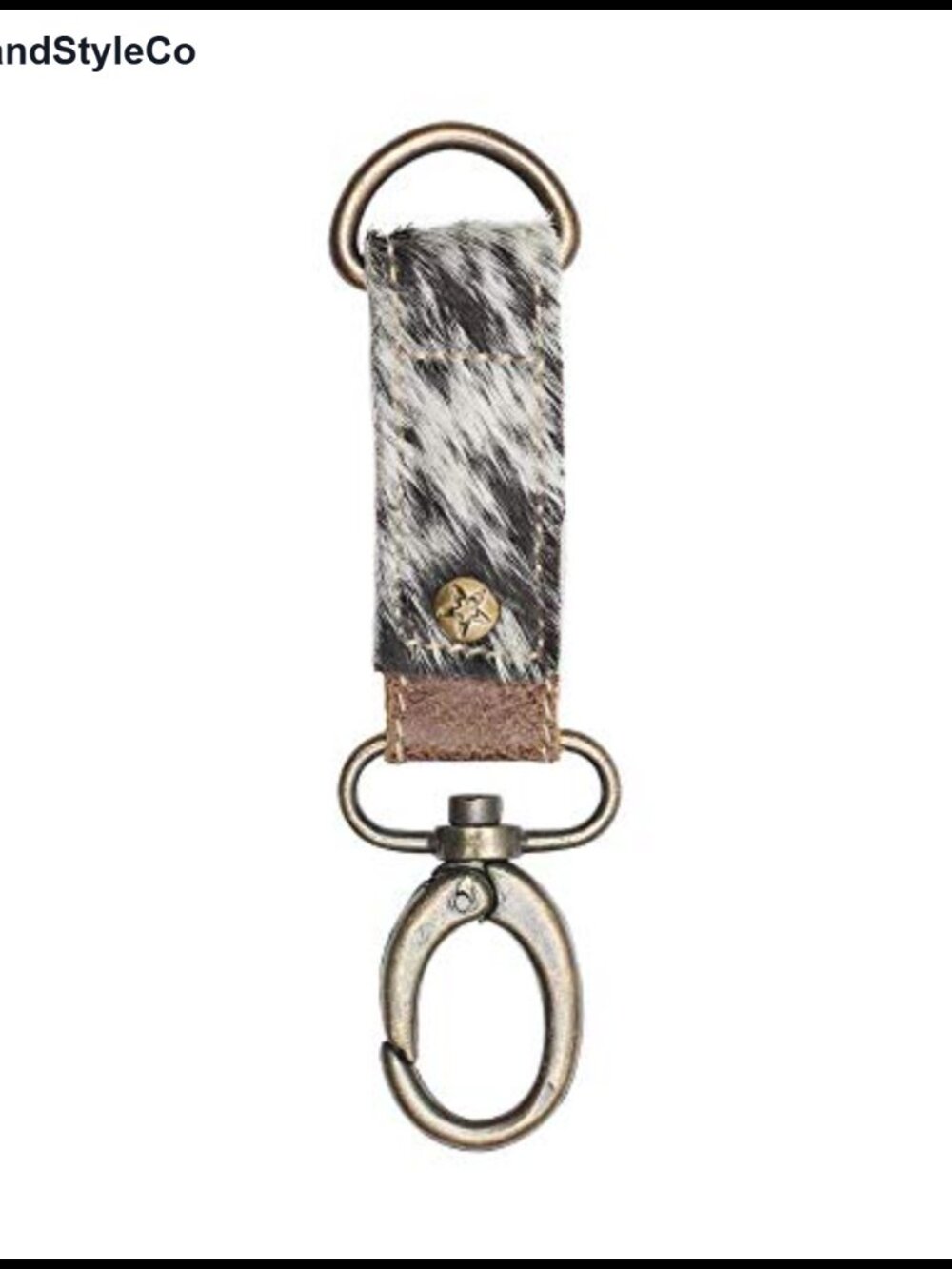 Genuine Hairon Leather Western Keychain Cowgirl Key Fob Swivel Clasp